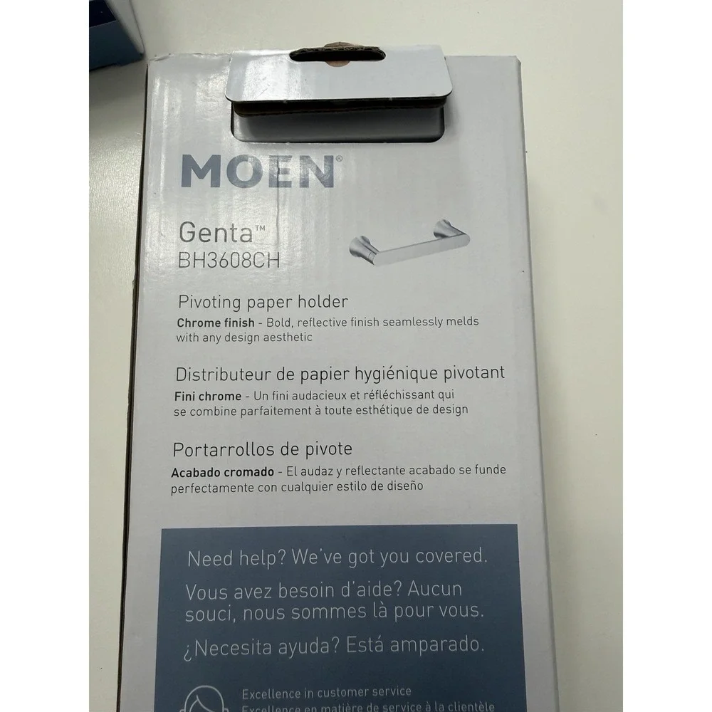 Moen Genta BH3608CH Pivoting Toilet Paper Holder Chrome New.      4032